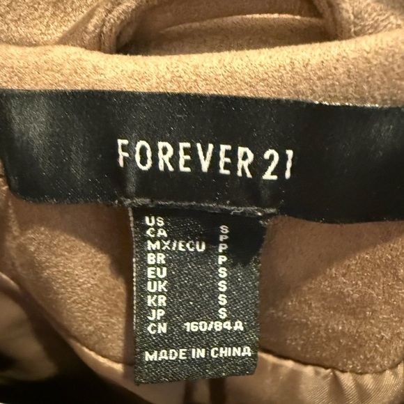 Forever 21 Brown Faux Suede Moto Biker Jacket Size Small - Picture 3 of 3